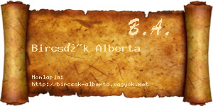 Bircsák Alberta névjegykártya